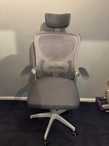 White grey office chair - white/grey,